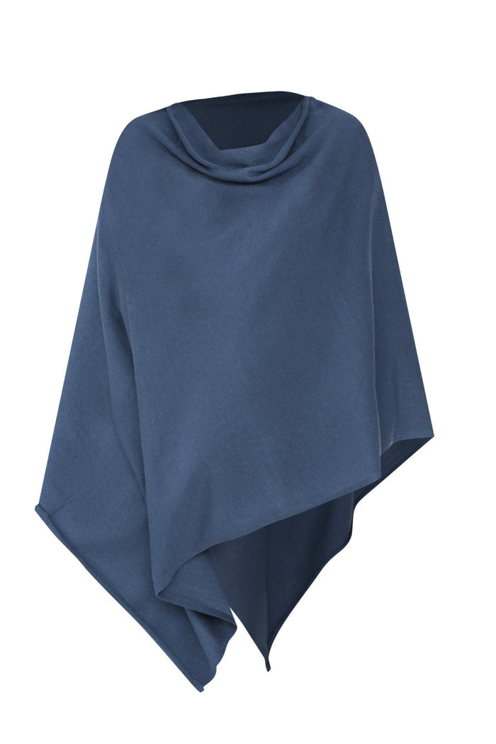 Amy Sea Blue Wool Blend Poncho,ghost-mani
