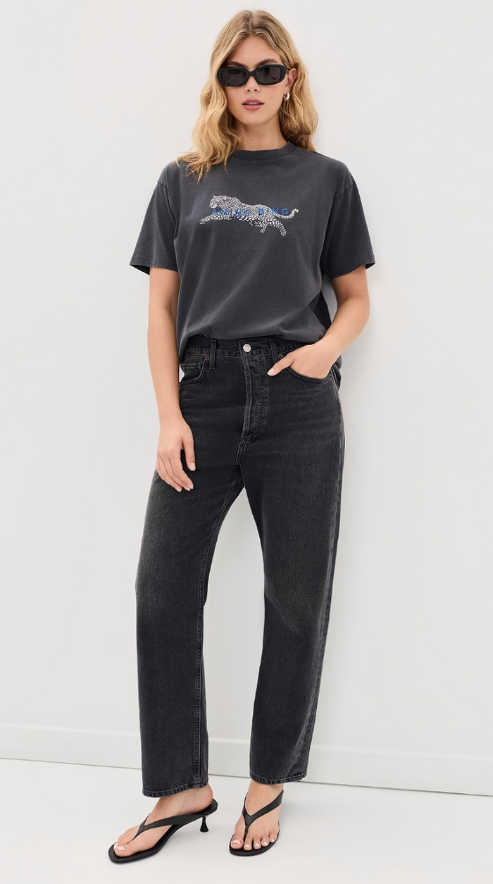 Anine Bing Cade Tee Leopard - Washed Black