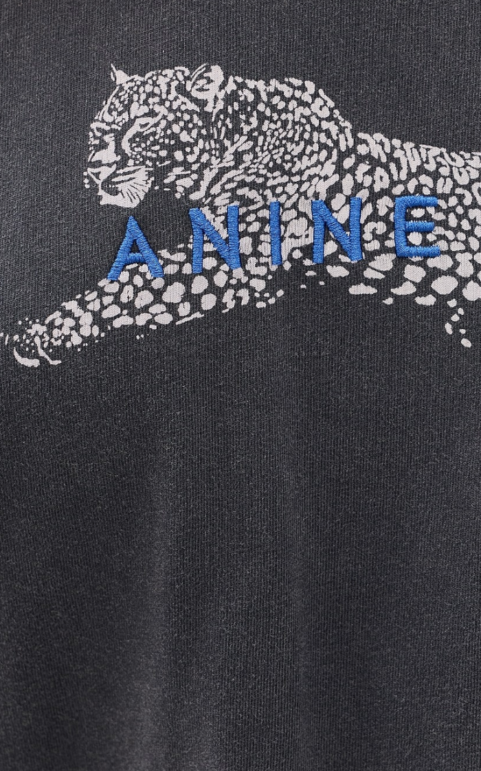 Anine Bing Cade Tee Leopard - Washed Black