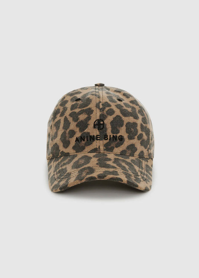Anine Bing Jeremy Baseball Cap - Black and Brown Leopard