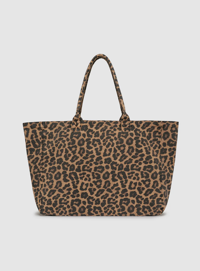 Anine Bing Leo Canvas Tote - Black and Brown Leopard