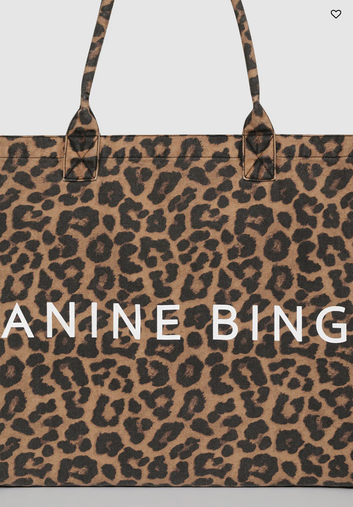 Anine Bing Leo Canvas Tote - Black and Brown Leopard