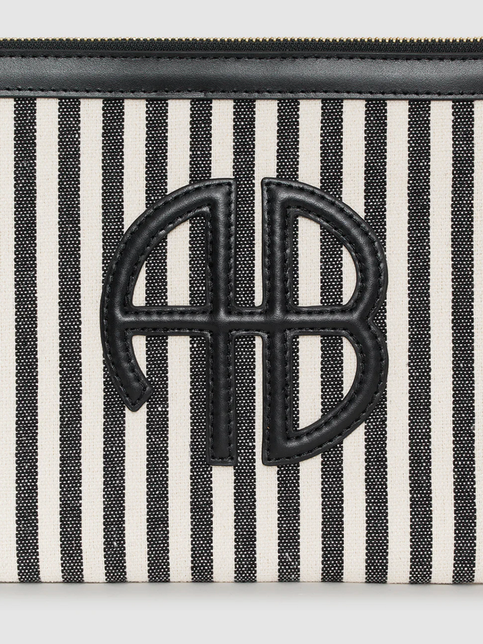 Anine Bing Lili Pouch - White and Black Stripe