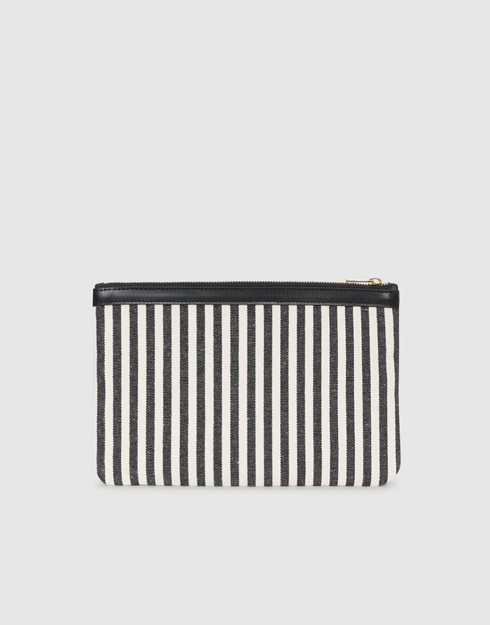 Anine Bing Lili Pouch - White and Black Stripe