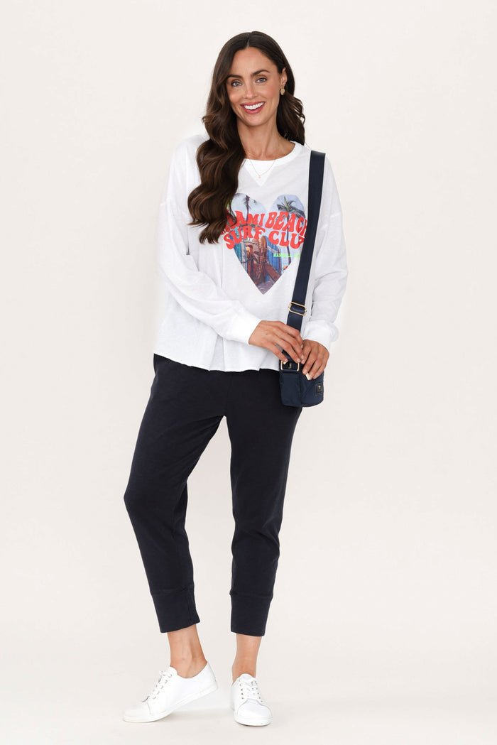 Anula White Heart Cotton Top,Brunette model,alt text|model:Elouise