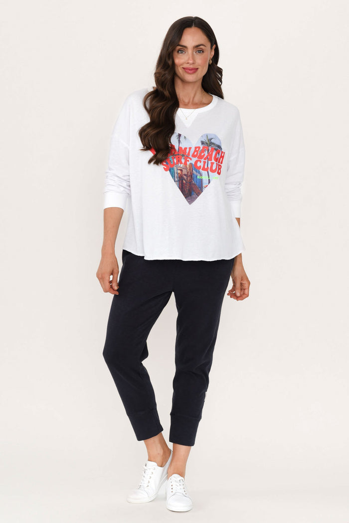 Anula White Heart Cotton Top,Brunette model,alt text|model:Elouise