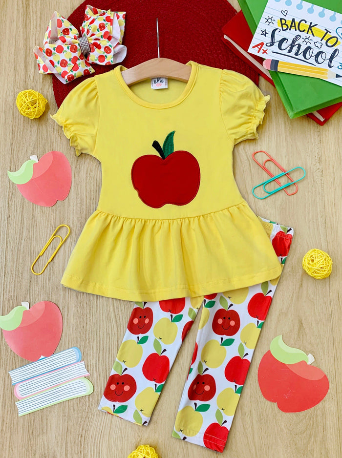 First Day of School | Peplum Top & Legging Set | Mia Belle Girls