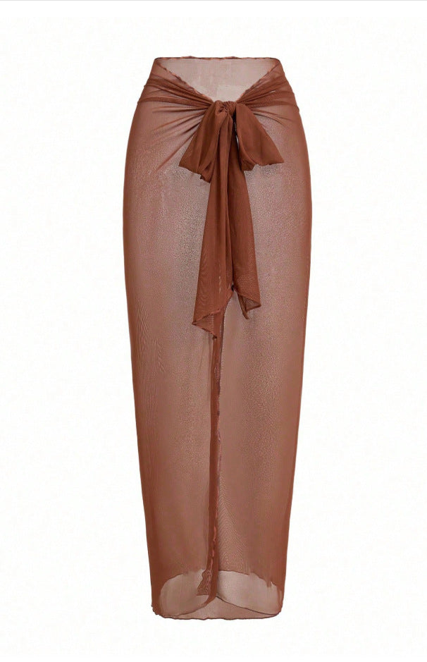 Aqua Twist One Shoulder Swimsuit Set - Brown