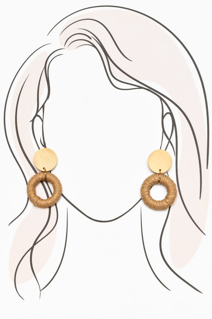 Arli Tan Woven Earrings