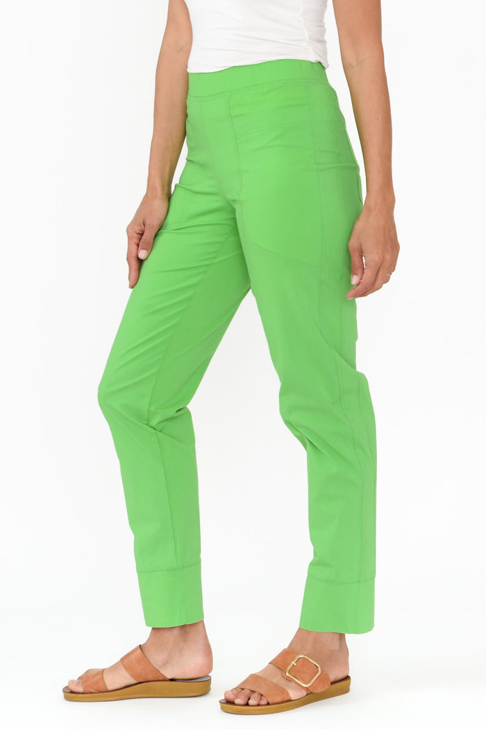 Ashton Green Cotton Stretch Pants,Brunette model,alt text|model:Cara