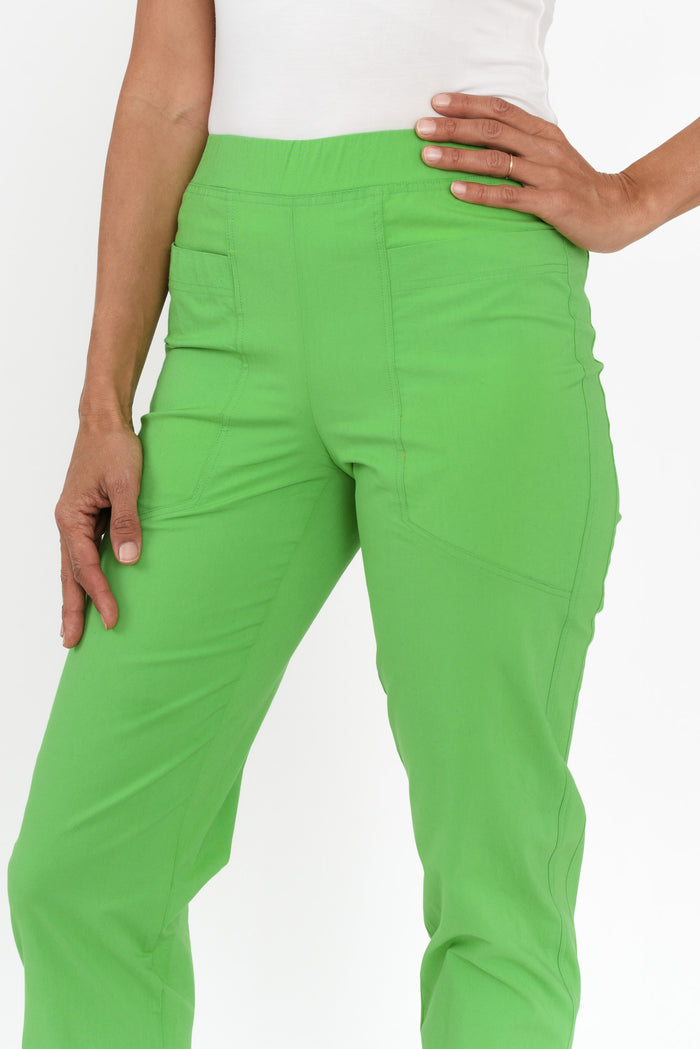 Ashton Green Cotton Stretch Pants,Brunette model,alt text|model:Cara