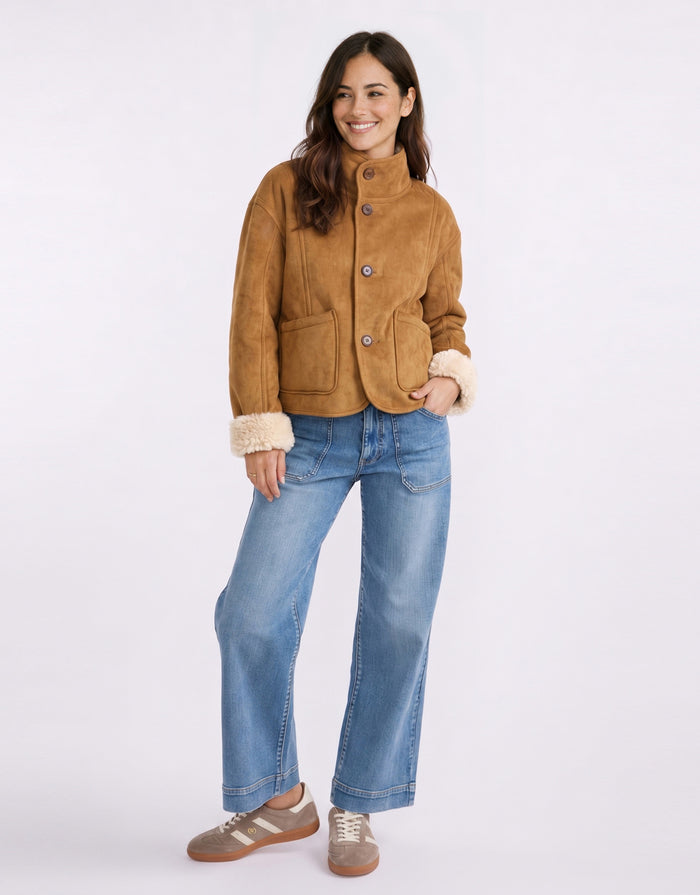 Aspen Reversible Jacket - Camel/Ecru
