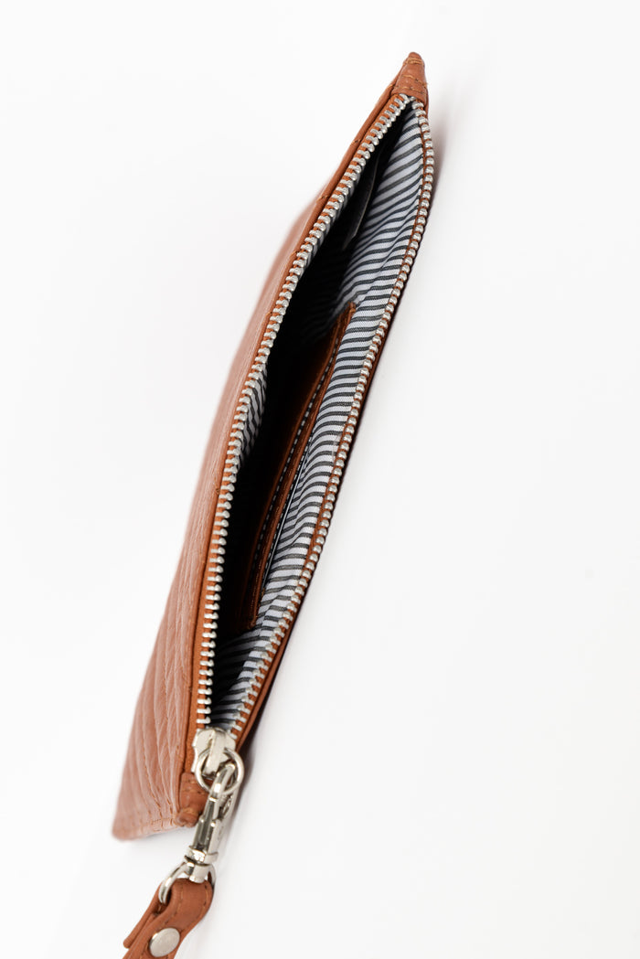Astrid Tan Quilted Leather Pouch