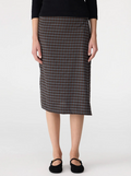 Bassike Check Asymmetric Wrap Skirt - Dark Brown/Pale Blue Check