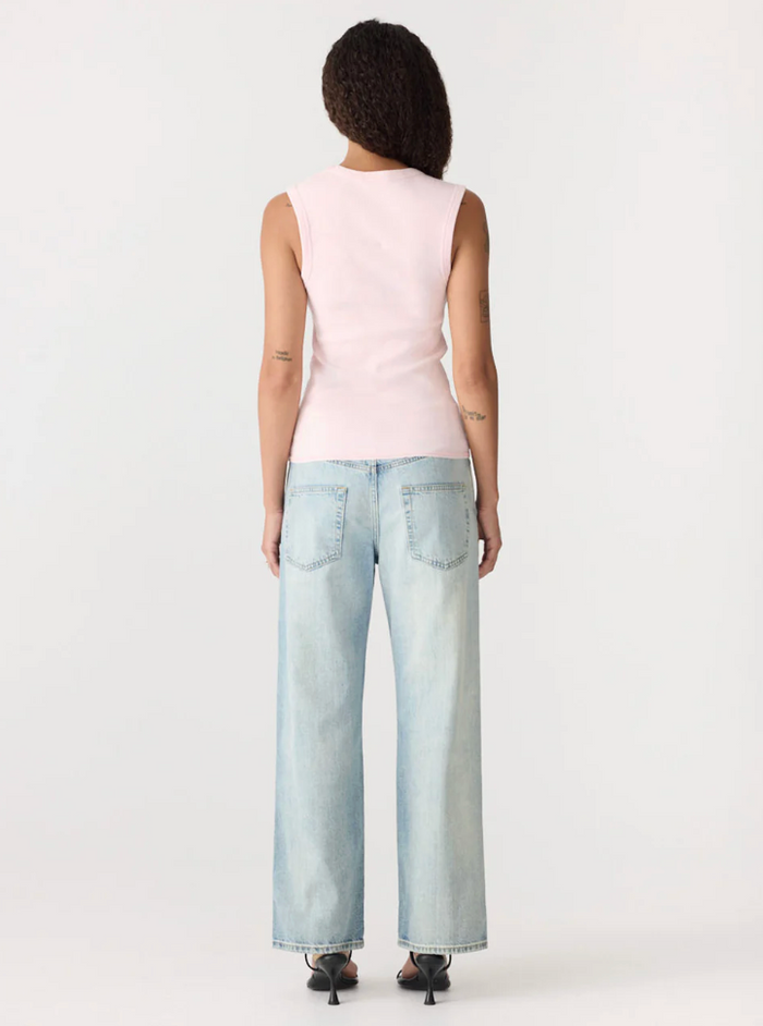 Bassike Low Scooped Rib Tank - Powder pink