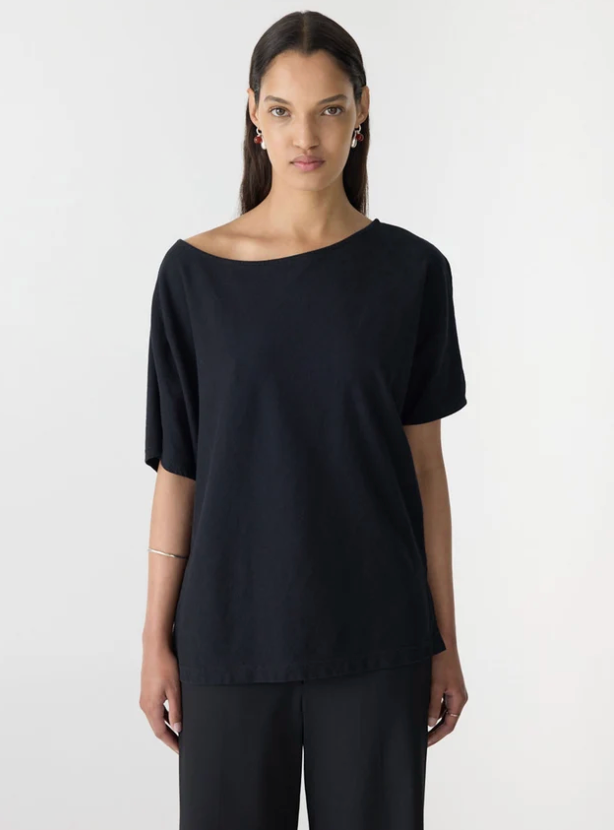 Bassike Midweight Off Shoulder Top - Black