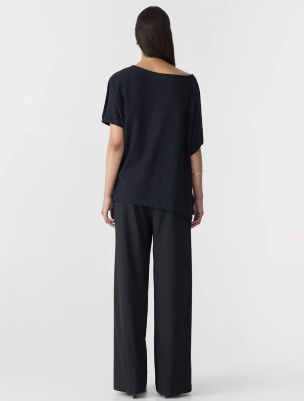 Bassike Midweight Off Shoulder Top - Black
