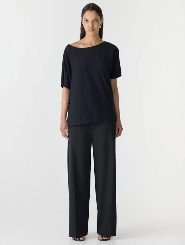 Bassike Midweight Off Shoulder Top - Black