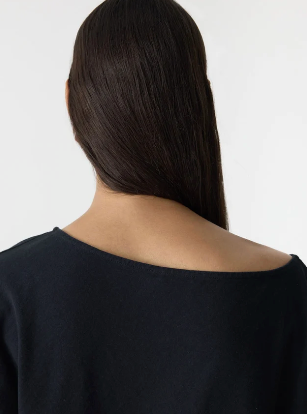 Bassike Midweight Off Shoulder Top - Black