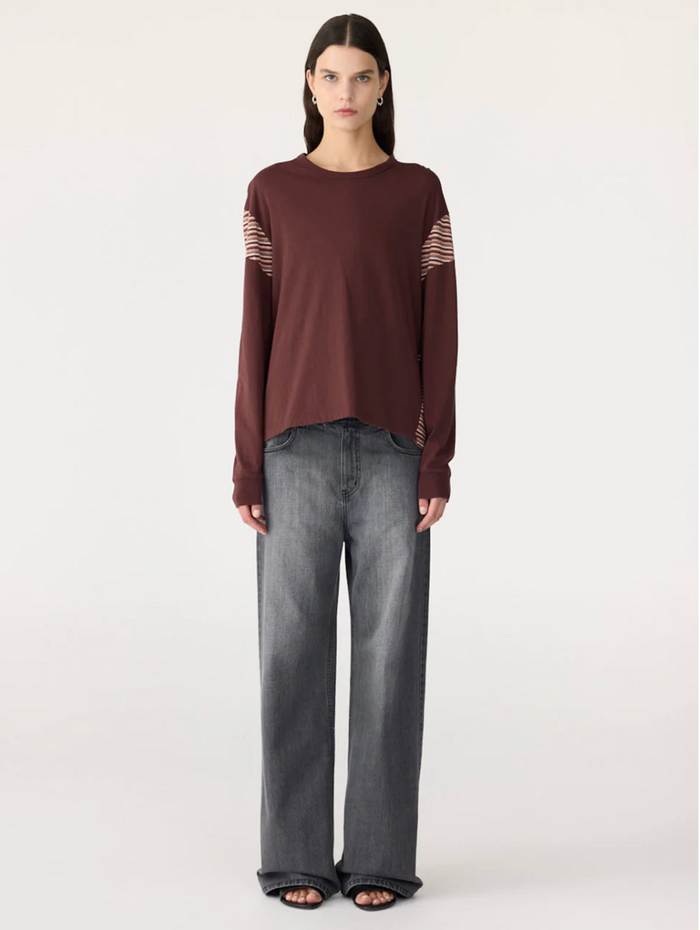 Bassike Moto L/S T-Shirt - Cocoa/Pink