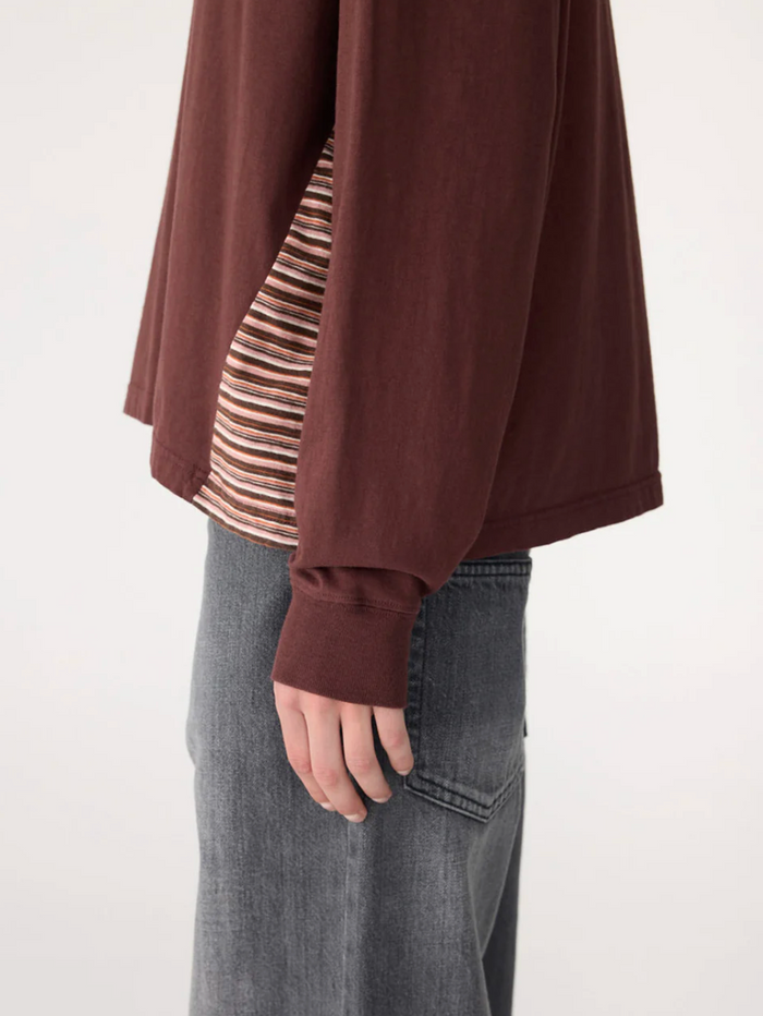 Bassike Moto L/S T-Shirt - Cocoa/Pink