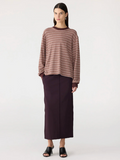 Bassike Stripe Slouch L/S T-Shirt - Pink/Orange/Plum