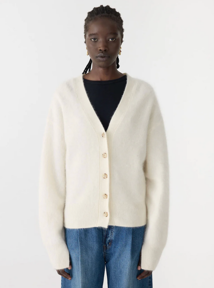 Bassike Superfine Merino Cardigan - Natural