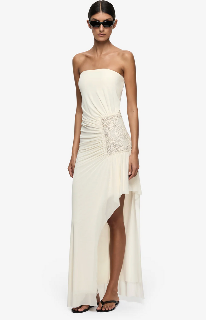 Bec and Bridge Winslow Strapless Asym Dress - Butter cream