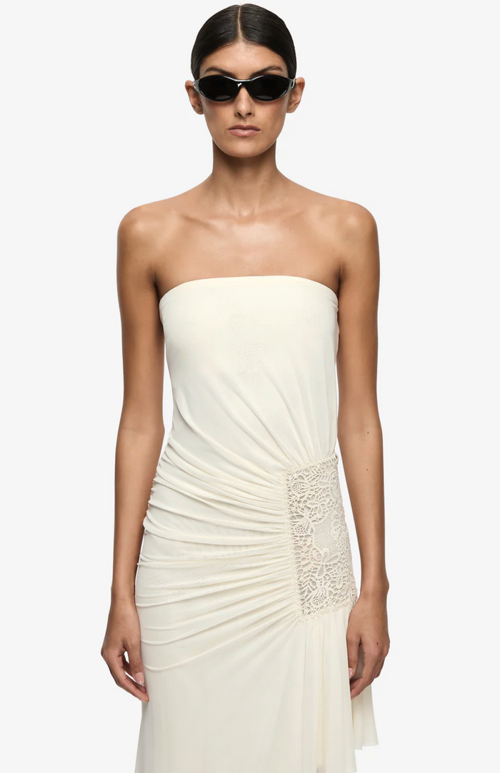 Bec and Bridge Winslow Strapless Asym Dress - Butter cream
