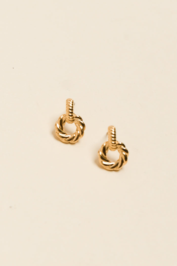 Bellae Gold Twisted Hoop Drop Earrings