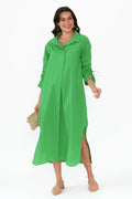 Billy Green Cotton Poplin Dress,Brunette model,alt text|model:Brontie