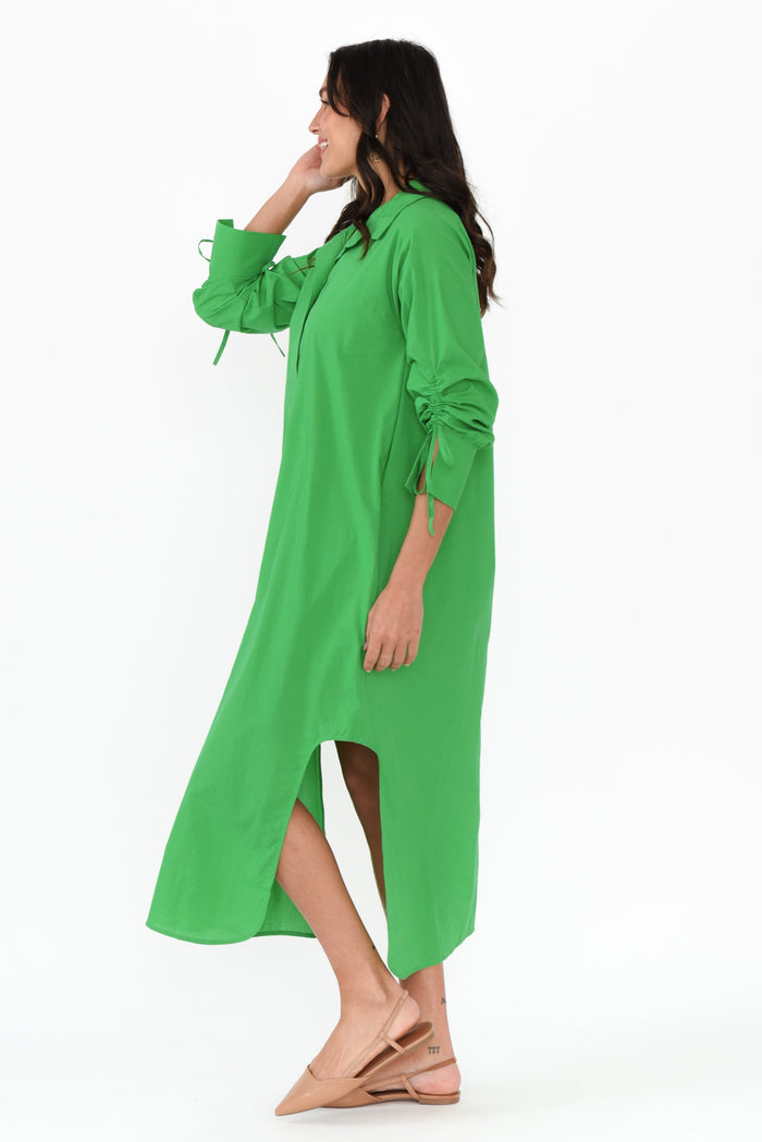 Billy Green Cotton Poplin Dress,Brunette model,alt text|model:Brontie