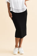 Black Bamboo Maxi Tube Skirt,Brunette model,alt text|model:Cara