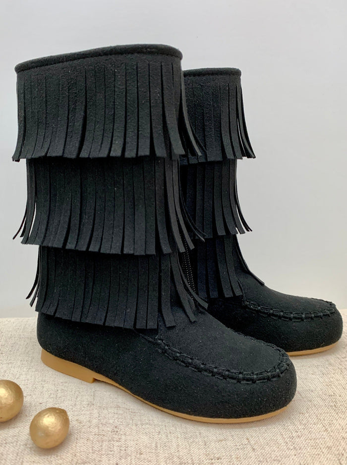 Mia Belle Girls Brown Fringe Boots by Liv & Mia