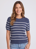 Blair Stripe Short Sleeve Knit - Navy