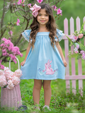 Blue Bunny Bliss Flutter Sleeve Dress