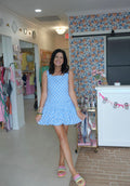 Blue Polka Dot Drop Waist dress