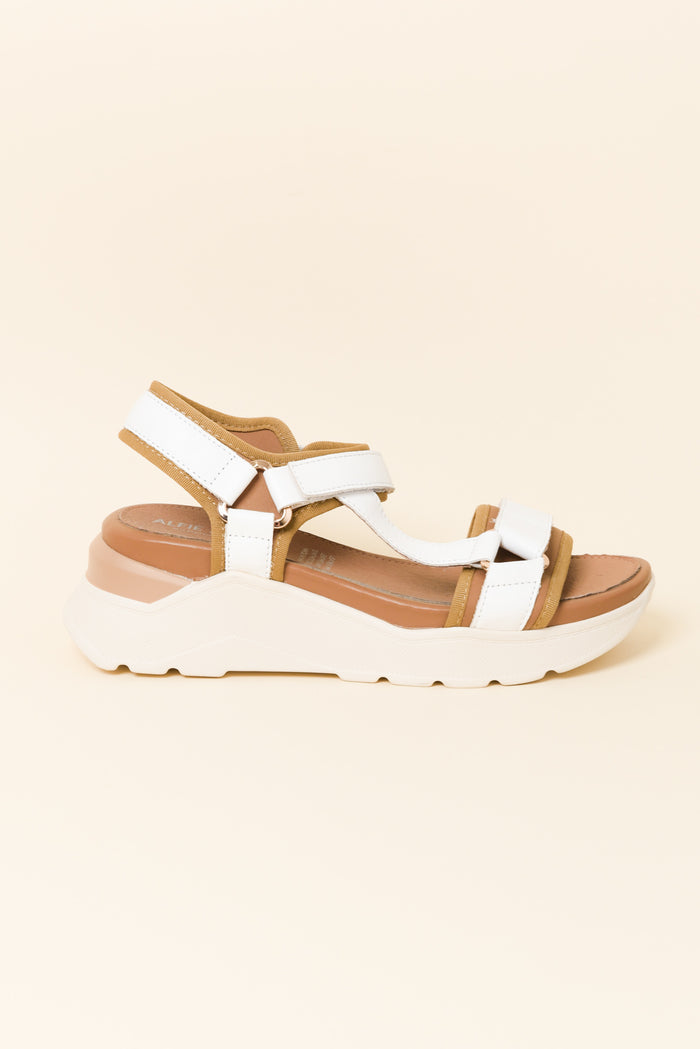Bolton White Leather Velcro Sandal