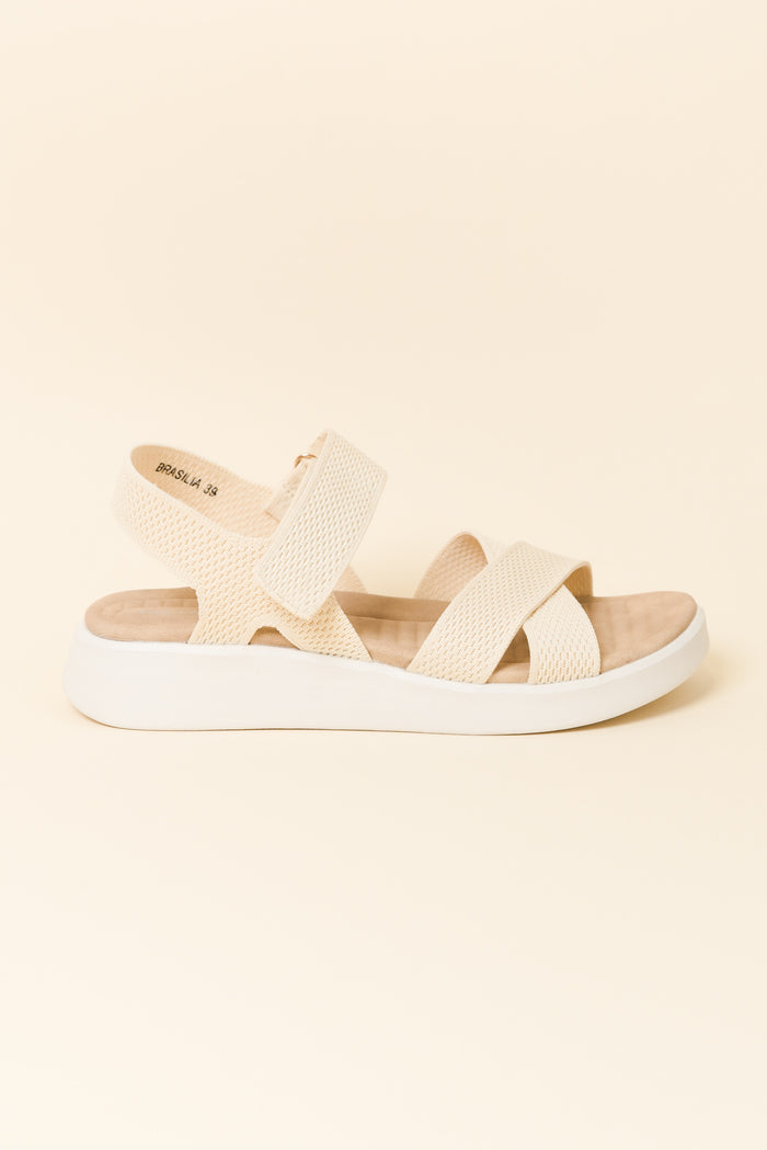 Brasilia Cream Knit Platform Sandal
