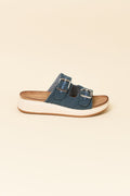 Brizzie Blue Buckle Platform Slide
