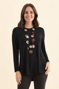 Buttery Carla Black Top,Brunette model,alt text|model:MJ