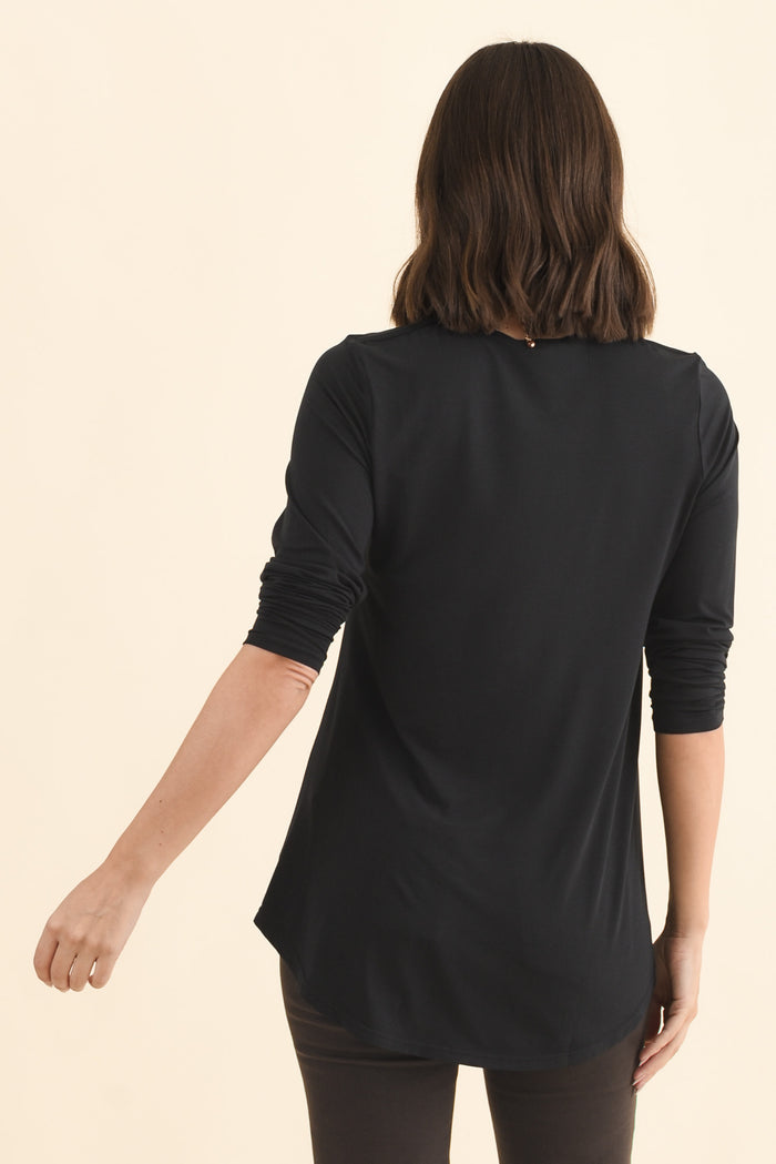 Buttery Carla Black Top,Brunette model,alt text|model:MJ