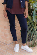 Callie Navy Cotton 7/8 Stretch Pants,Lifestyle