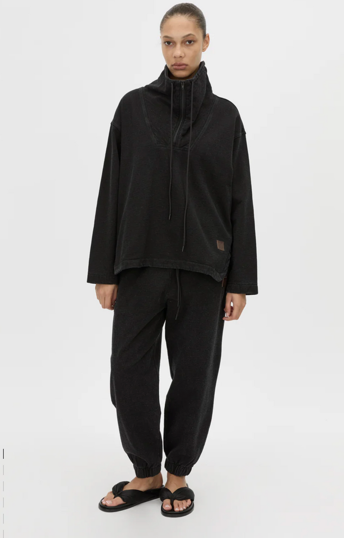 Camilla and Marc Sorrell denim Fleece Pullopver Top - Black