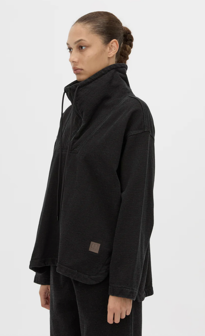 Camilla and Marc Sorrell denim Fleece Pullopver Top - Black