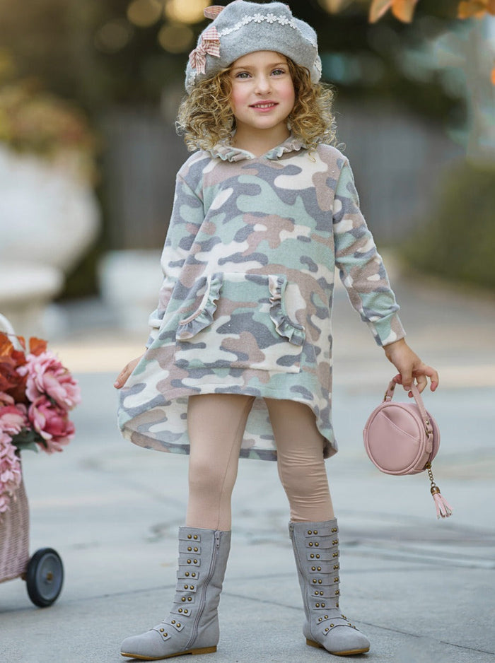 Girls Fall Clothes | Camo Print Hoodie & Legging Set - Mia Belle Girls