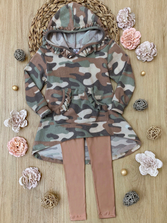 Girls Fall Clothes | Camo Print Hoodie & Legging Set - Mia Belle Girls