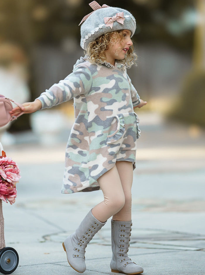 Girls Fall Clothes | Camo Print Hoodie & Legging Set - Mia Belle Girls