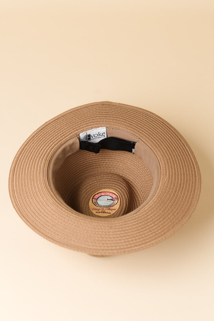 Caramel Wide Brim Travel Fedora