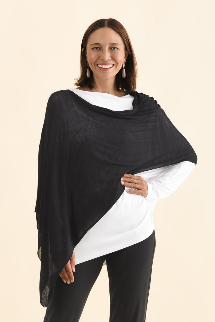 Carrie Black Cashmere Bamboo Poncho